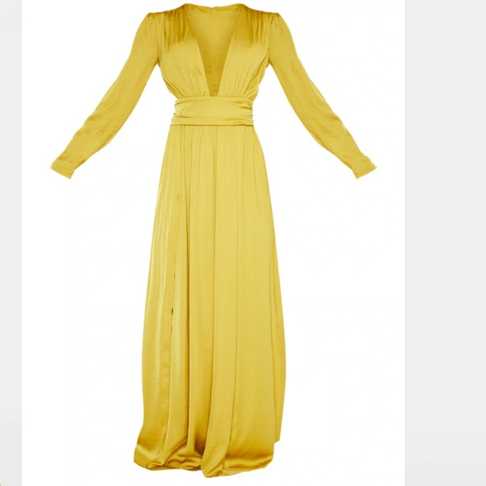 PLT Puff Sleeve Chartreuse Maxi Dress